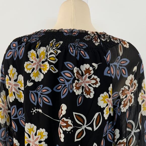 Tory Burch Indie Silk Floral Print Top Blouse Off-The-Shoulder | Size 2 - Picture 9 of 12